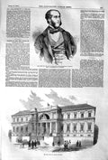 Original Old Antique Print 1852 Earl Eglinton Ireland Palais De Justice 19th