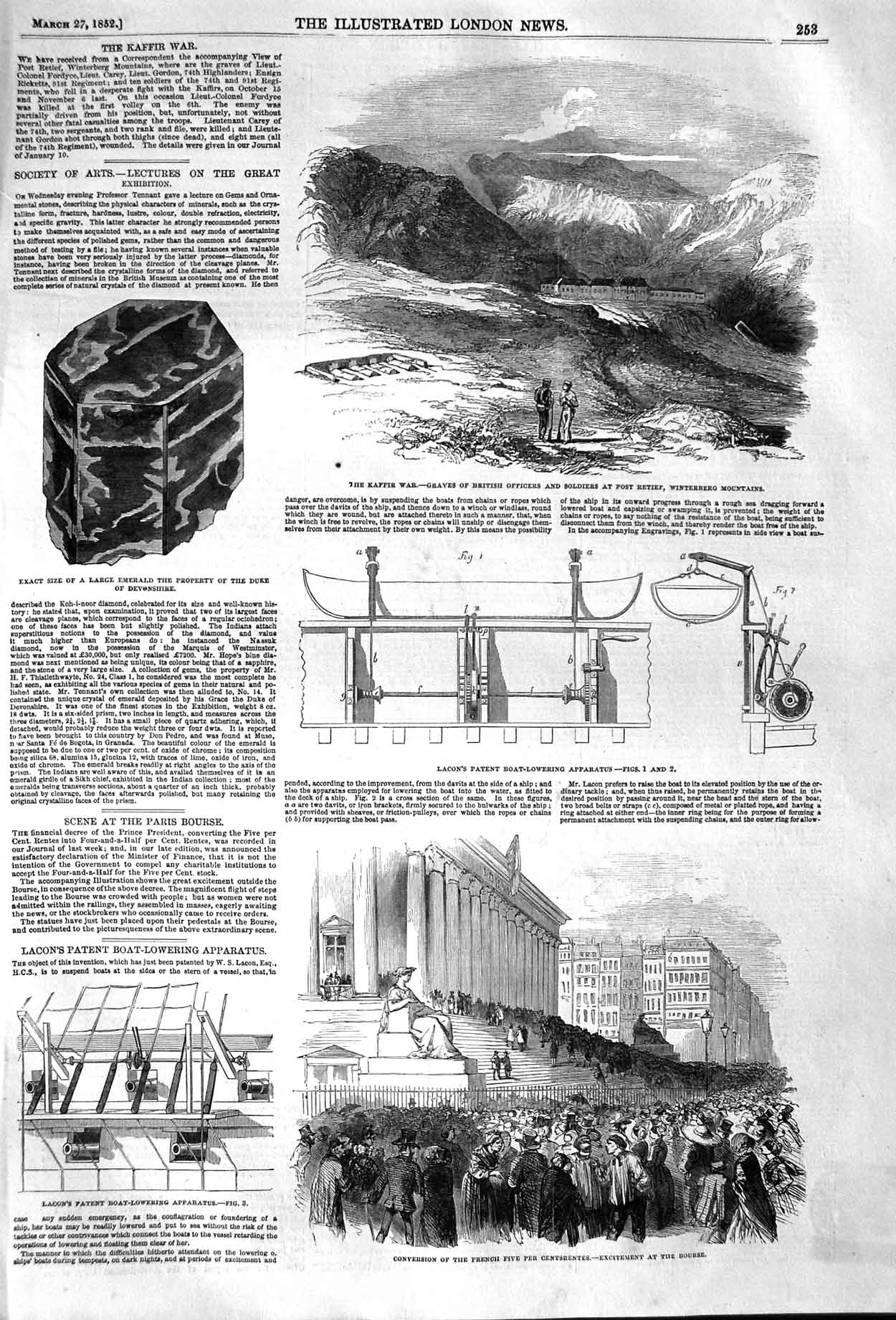 Original Old Antique Print 1852 Kaffir War Winterberg Mountains Lacon Apparatus