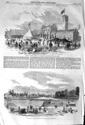 Original Old Antique Print 1852 Lambeth Water Company Works Seething Wells 19th
