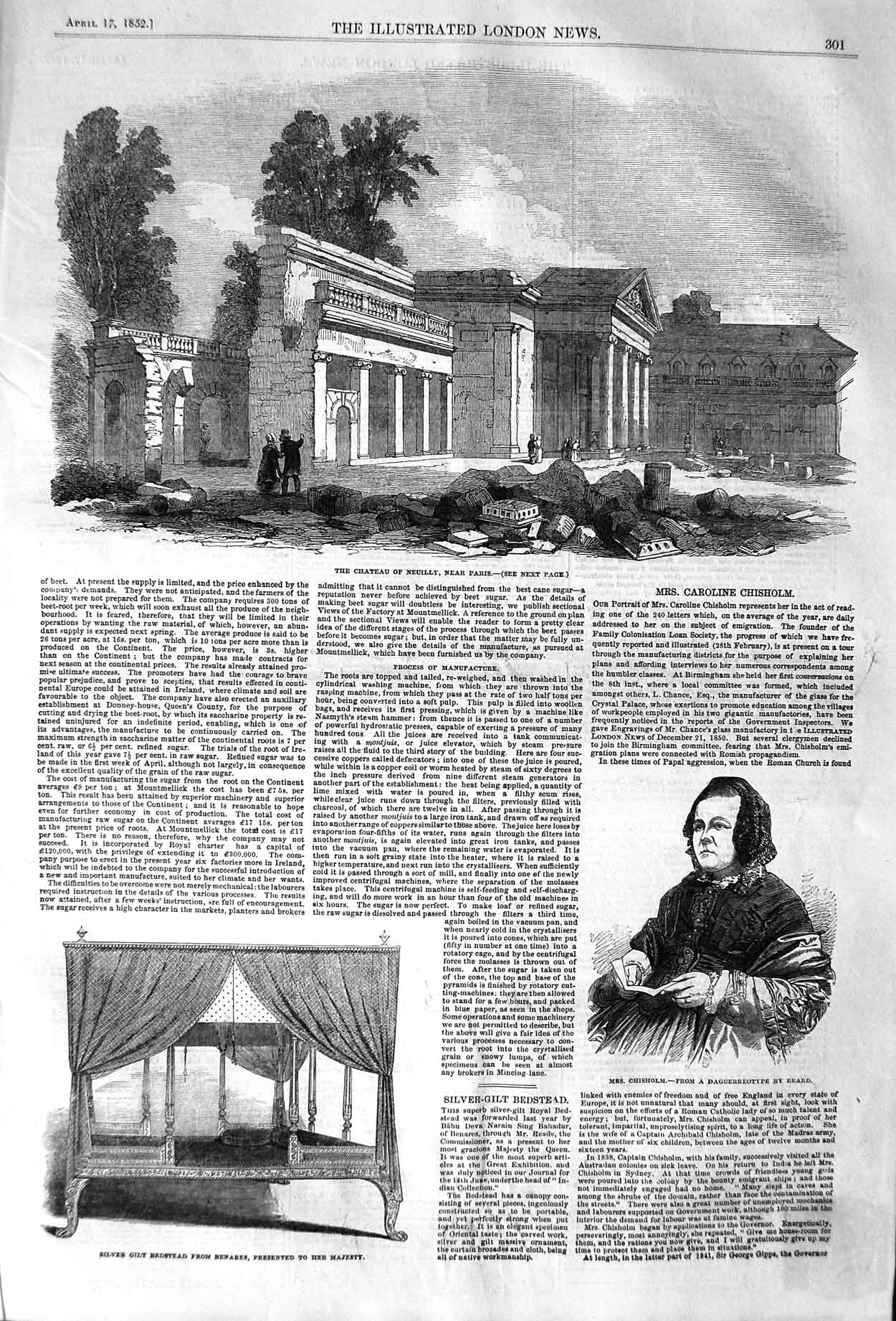 Original Old Antique Print 1852 Chateau Neuilly Paris Chisholm Gilt Be Victorian
