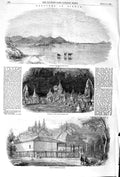 Old Antique Print 1852 Birmah Cavern Idols Koun Monastery Salaeen River 19th