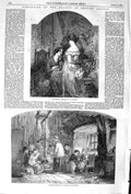 Original Old Antique Print 1852 Highland Hospitality Family Home Bride Romance