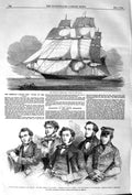 Original Old Antique Print 1852 American Clipper Ship Witch Wave Arctic Osb 19th