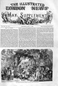 Original Old Antique Print 1852 Fete Champetre Charles Ii Picnic Horse Trees