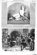 Original Old Antique Print 1852 Infant Baby Bacchus Charlotte Corday Execution
