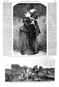 Original Old Antique Print 1852 Arabs Camel Horses Caravan Romance Huguenot