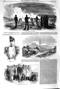 Original Old Antique Print 1852 General Cambiaso Ship Virago Cape Gregorio War