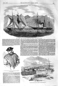 Old Antique Print 1852 Ship Virago Pirates Schooner Eliza Cornish Briones 19th