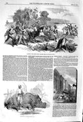 Original Old Antique Print 1852 Robber Chief Rundheer Singh Oude Rhinocerous