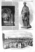 Original Old Antique Print 1852 Crypt Gisors Hall Statue Robert Peel Ar 19th