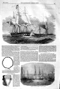 Old Antique Print 1852 South Seas Ship Herald Torch Titania Schooner Urn 19th