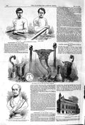 Old Antique Print 1852 Cole Coombes Edward Riddle Masonic Plate Town Hall 19th