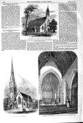 Original Old Antique Print 1852 Church Andrew Buckland Church Glasgow Magdalene