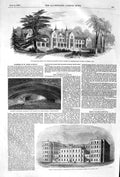 Original Old Antique Print 1852 Cambridge Asylum Siers King'S College Hospital