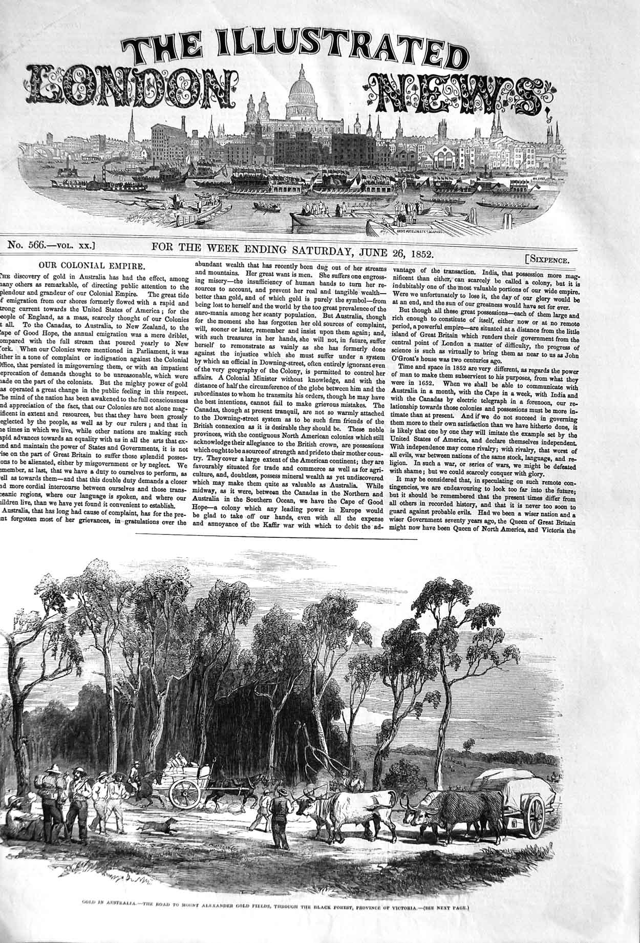 Original Old Antique Print 1852 GMining Australia Mount Alexander Black 19th