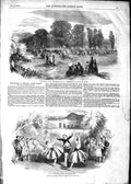 Original Old Antique Print 1852 Vauxhall Gardens Ballet Rural Fete Ham Rev 19th