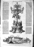 Original Old Antique Print 1852 Training Institution Culham Candelabrum 19th