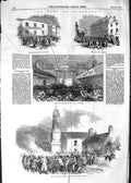 Original Old Antique Print 1852 Riot Stockport Catholic Chapel Edgeley School
