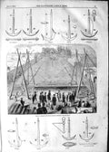 Old Antique Print 1852 Anchors Royal Dockyard Sheerness Isaacs Rodger'S 19th