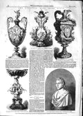 Original Old Antique Print 1852 Goodwood Race Prize Plate Cup Bust Lord Byron