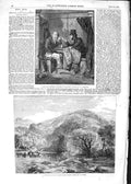 Original Old Antique Print 1852 North Wales Mountains River New York Communist