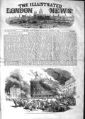 Original Old Antique Print 1852 Fire Montreal Dalhousie-Square Hay'S House 19th