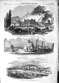 Original Old Antique Print 1852 Fire Montreal Champ De Mars Denis Street 19th