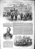 Original Old Antique Print 1852 General Gourgaud Renown Ship Marshall E 19th