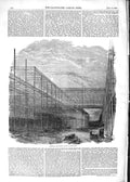 Original Old Antique Print 1852 Remains Crystal Palace Hyde Park Const Victorian