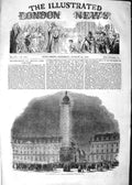 Original Old Antique Print 1852 Column Place Vendome Illuminated Paris France