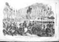 Original Old Antique Print 1852 Colossal Statue Napoleon Champs Elysees France