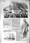Old Antique Print 1852 Naval Combat Seine Paris Peel Lady Ebrington Ship 19th