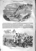 Original Old Antique Print 1852 Botallack Mine Cornwall Italian Opera Pultava