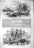 Original Old Antique Print 1852 Great Britain Steam Ship Liverpool Ballengeich