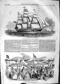 Original Old Antique Print 1852 Australian Emigrant Ship Ben Nevis Tro Victorian