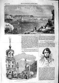 Old Antique Print 1852 Harbour Refuge Jersey Electric Clock Strand Allen 19th