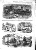 Original Old Antique Print 1852 Floods Worcestershire Hopton Court Sto Victorian