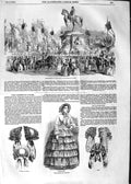 Original Old Antique Print 1852 Inauguration Statue Napoleon Lyons Paris 19th