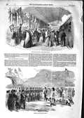 Original Old Antique Print 1852 Queen Chester Station Bangor Wales Goat Siers