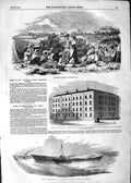 Original Old Antique Print 1852 Harvest Kilkenny Ship Duchess Kent Westminster