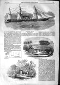 Original Old Antique Print 1852 Steam-Frigate Ship Faid Gihaad Church Pitcairn