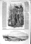 Original Old Antique Print 1852 Artesian Boring Machinery Railway Alexandria