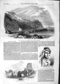 Original Old Antique Print 1852 Garron Tower Antrim Pevensey Castle Henderson