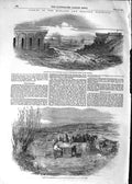 Original Old Antique Print 1852 Floods Midland Railway Mail Coach Train Glo 19th