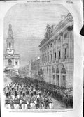 Original Old Antique Print 1852 Strand Scots Greys Procession Somerset House