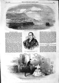 Original Old Antique Print 1852 Foynes Harbour River Shannon Mantell Victorian