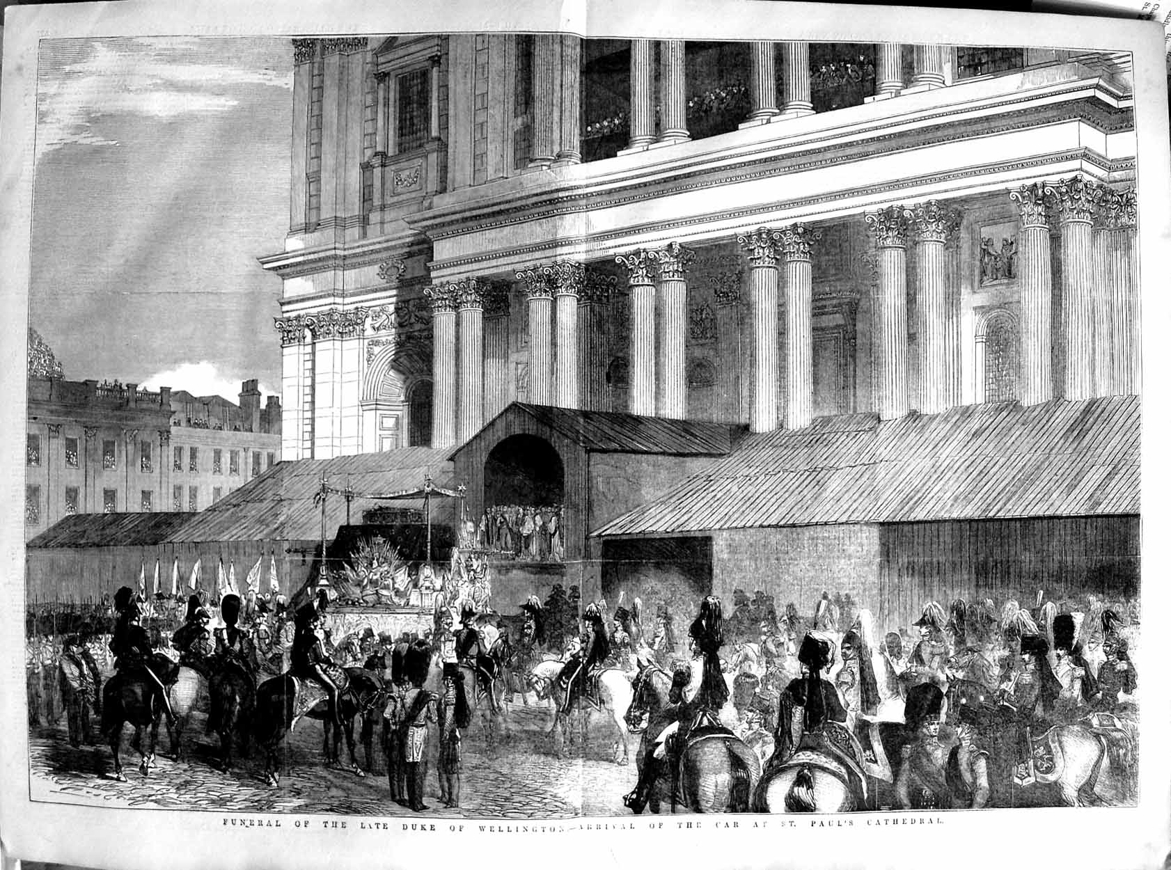 Old Antique Print 1852 Funeral Duke Wellington House Commons Temple Bar 19th