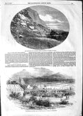 Original Old Antique Print 1852 Fallen Cliff Hastings Scotland Railway Aberdeen