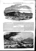 Old Antique Print 1853 Viaduct Penzance Railway Ship Wrecks Mersey River 19th