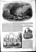 Original Old Antique Print 1853 Neptune Ship Norway Church Marylebone Magdalen